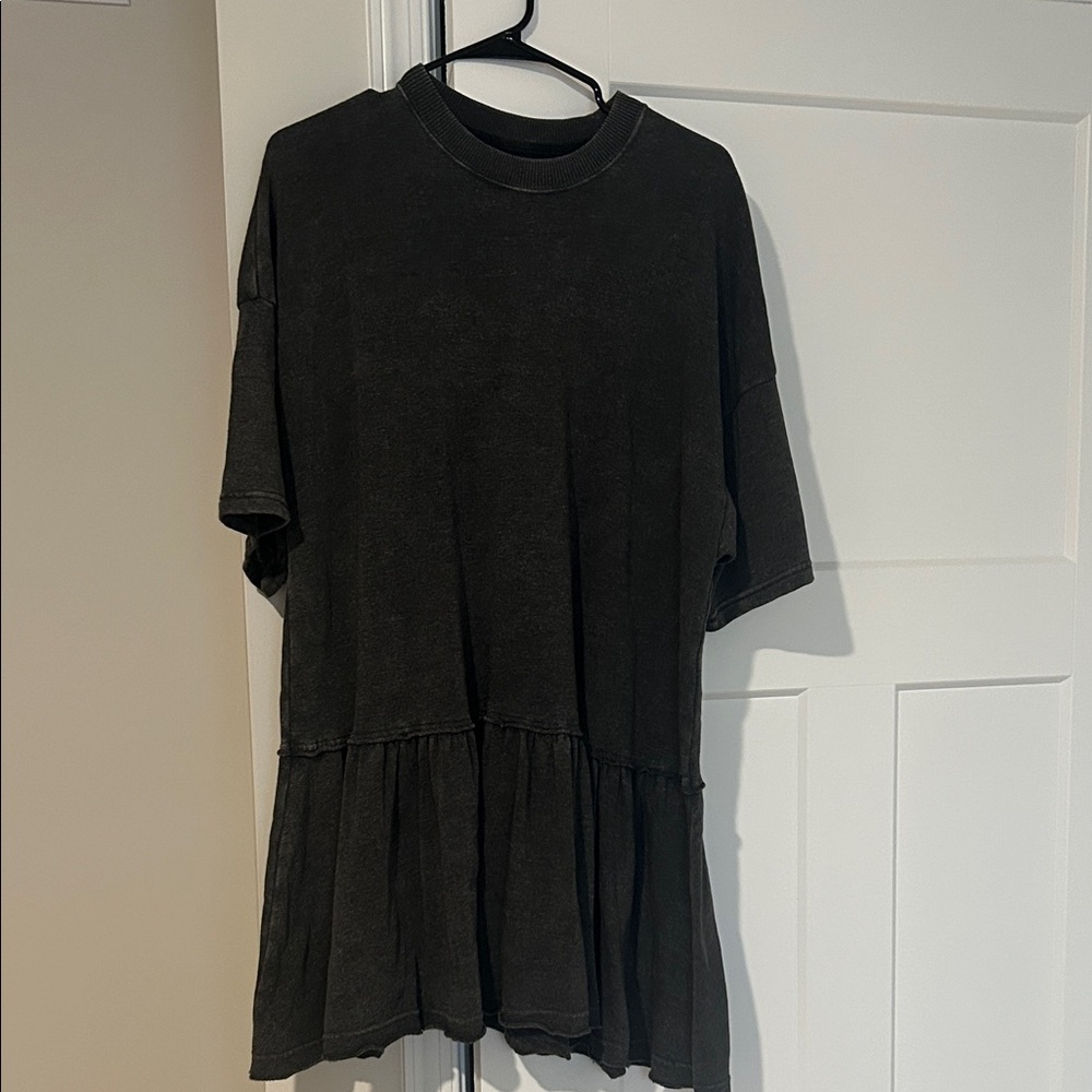 American Eagle Outfitters Black Peplum Short Sleeve Dress